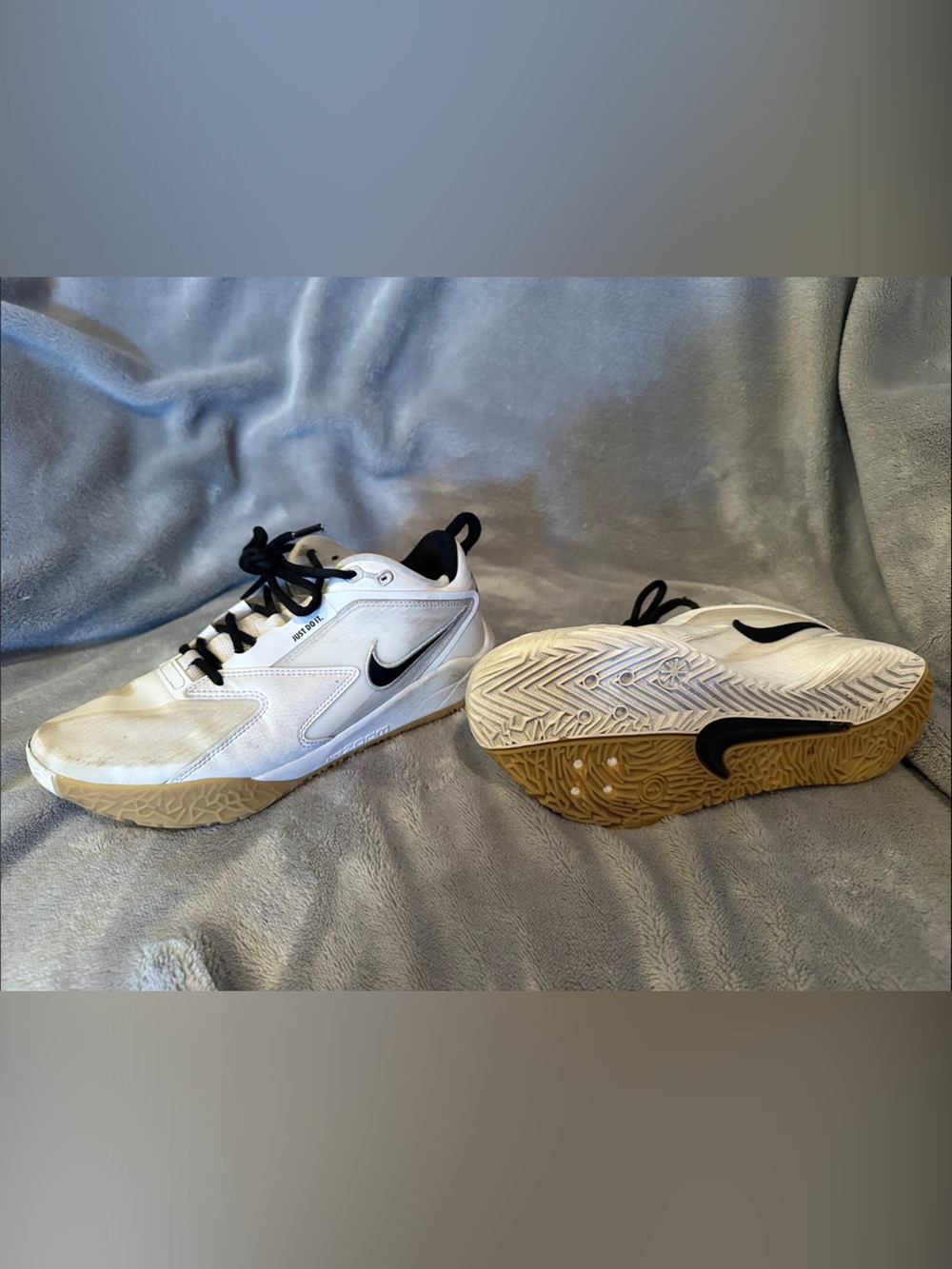 Nike Volleyball White & Black Shoes with Gum Outsole
